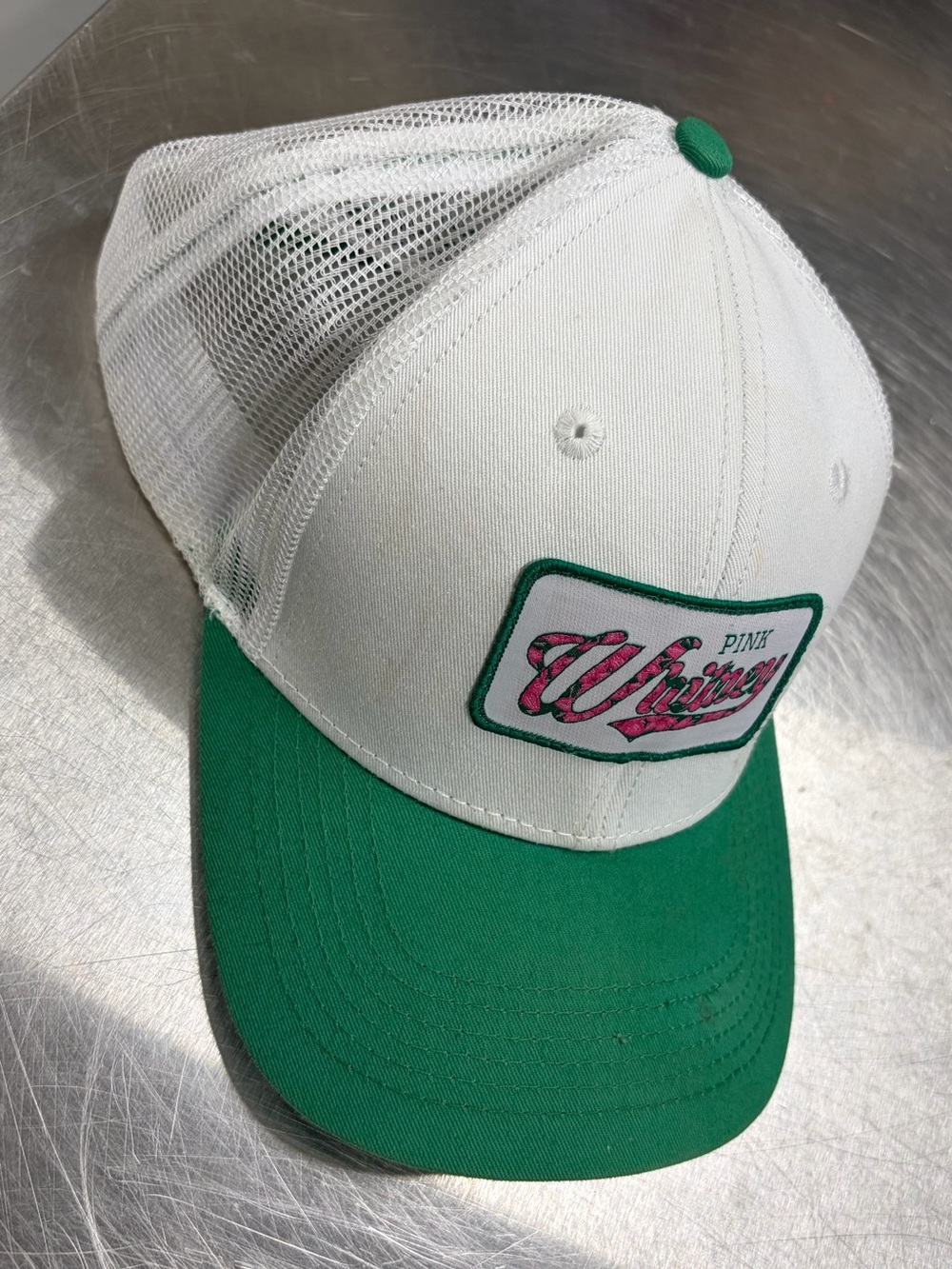 White & Green Trucker Hat Barstool Pink Whitney